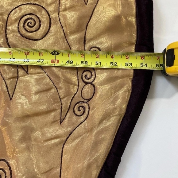 Santa’s Best Tree Skirt Gold Satin Purple Velvet Trim - Picture 14 of 16